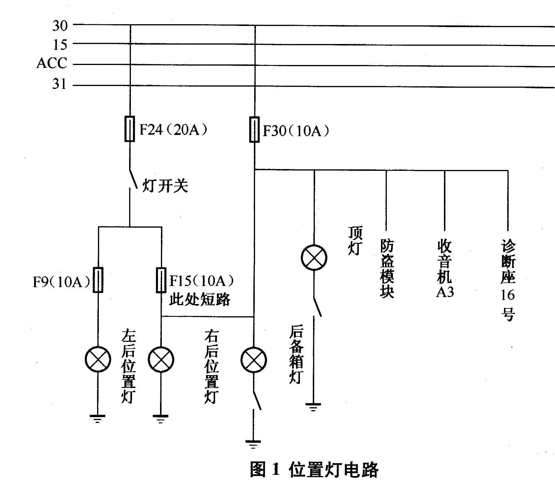 奇瑞QQ位置灯不能熄灭故障检修