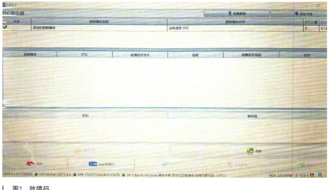 别克君越轿车热车熄火、发动机抖动1