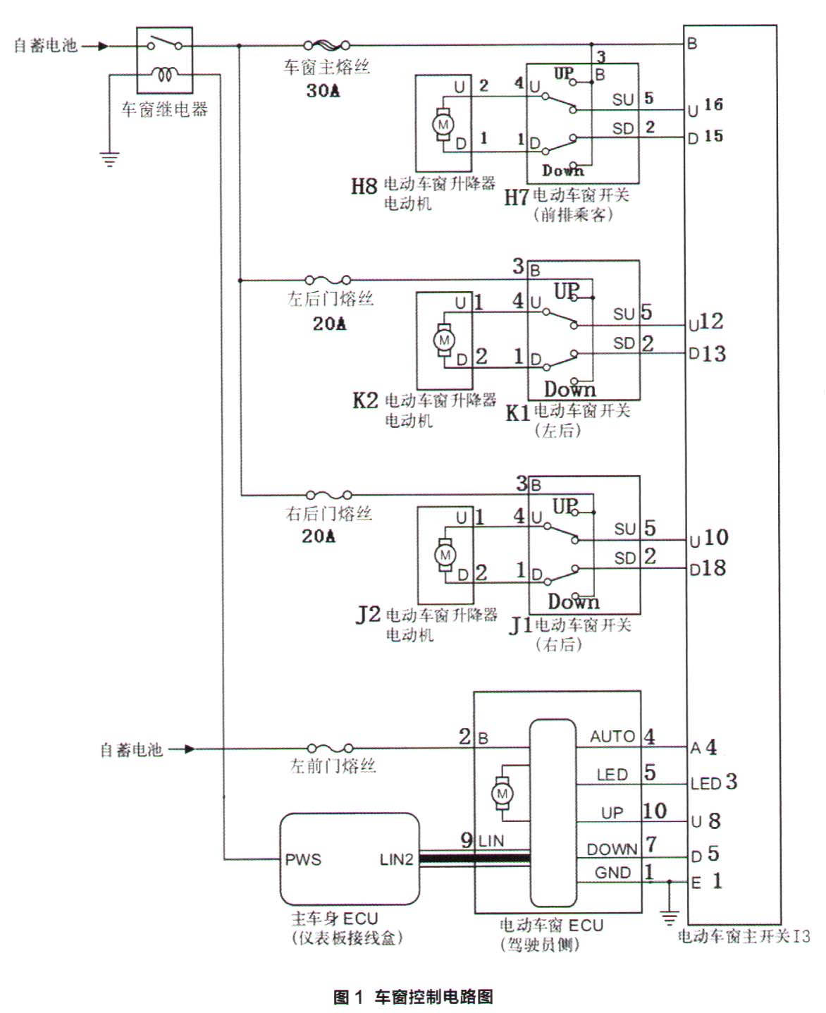 丰田卡罗拉轿车右后车窗无法升降检修1.jpg